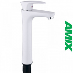 Смеситель для умывальника AMIX CEZAR-001 HIGH SET White (с подводом), Белый Михайловка