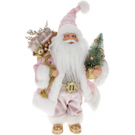 Декоративный Santa в серебристо-розовом цвете с елкой и подарками BonaDi 30см DP219427