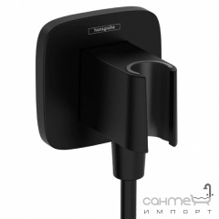 Шланговое подключение с держателем для ручного душа Hansgrohe FixFit Q 26887670 матовый черный Кропивницький