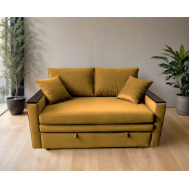 Диван мягкий Tobi Sho Kubus-140 прямой раскладной велюр Mars Горчичный/06, 1800х800х1000 мм