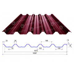 Сталекс Профнастил ПН-44 0,45 PE RAL 3005 Сырье Optima Steel Кропивницкий