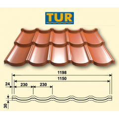 Металлочерепица Pruszinski Tur (Прушински Тур) Костопіль