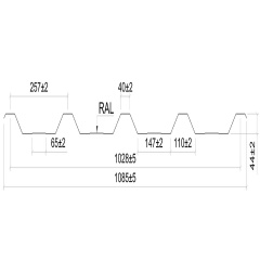 Профнастил Н44 0,45 Цинк Арт.200194 Владимир-Волынский