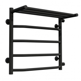 Полотенцесушитель водяной Deffi Трапеция с полкой П5 500х530мм, нержавеющая сталь, черный