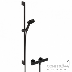 Смеситель-термостат с душевым гарнитуром Hansgrohe Pulsify Select S EcoSmart 90 Ecostat Fine 24261670 матовый черный Київ