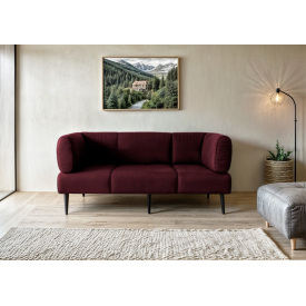 Диван із підлокітниками Tobi Sho Бенно-1 офісний з конусною ногою 2000х720х750 велюр Emilia 69 BORDO