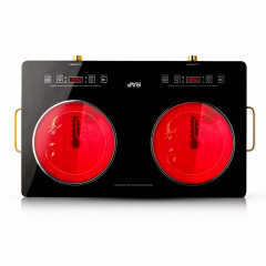 Инфракрасная настольная плита RAF R.8088 2 конфорки 4800W Black (3_02408) Суми
