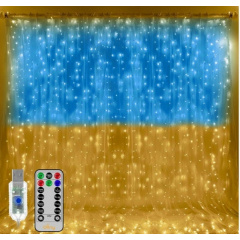 Гирлянда штора с пультом No Brand SFK-09 флаг Украины USB 2х2 м Голубо-желтый (2400130212) Київ