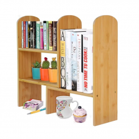 Настольная полка из бамбука для книг и аксессуаров с возможностью регулировки положения, размер 65×45×15см