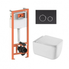 Інсталяція для унітазу 4 в 1 Qtap Nest + унітаз підвісний Qtap Gemini Ultra Quiet, з панеллю змиву (QT2533076EUQW46164) Балаклія