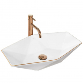 Раковина накладна Rea Vegas білий рожеве золото Edge
