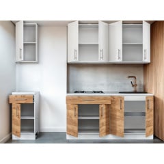 Кухня модульная Tobi Sho OPTIMA-К3 со столешницей 2,6 м Нимфея Альба/Дуб Крафт Золотой, корпус Белый Новое