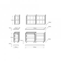 Кухня модульная Tobi Sho OPTIMA-К3 со столешницей 2,6 м Нимфея Альба/Дуб Крафт Золотой, корпус Белый Новое