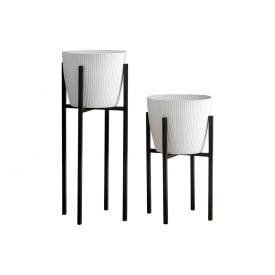 Підставки для вазонів Флорида (25х25х40 / 25х25х60 см, з кашпо, чорний + білий)