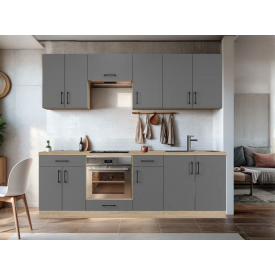 Кухня со столешницей Tobi Sho OPTIMA-К7 модульная 2,4 м Графит/Графит, корпус Дуб Сонома