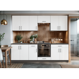 Кухонный набор Tobi Sho OPTIMA-К6 2,6 м со столешницей Белый/Белый, корпус Антрацит