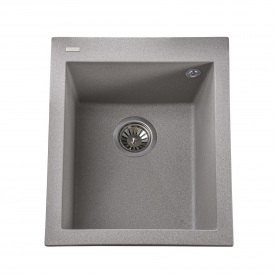 Кухонная мойка врезная Globus Lux LAMA 410x500 прямоугольная, без крыла серый камень