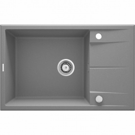 Deante Мойка кухонная Eridan, гранит, прямоуг., с крылом, 780х500х210мм, чаша - 1, накладная, металлический серый