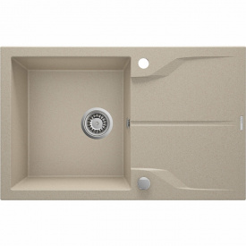 Deante Мойка кухонная Andante, гранит, прямоуг., с крылом, 780х490х194мм, чаша - 1, накладная, песок