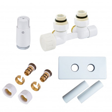 Комплект Duo-plex Mini угловой левый GZ 1/2"x16х2 mm PEX, белый, головка MINI M30x1,5 + комплект трубок с двойной розеткой (606200050)