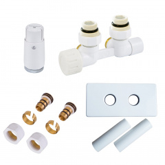 Комплект Duo-plex Mini угловой левый GZ 1/2"x16х2 mm PEX, белый, головка MINI M30x1,5 + комплект трубок с двойной розеткой (606200050) Одесса