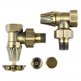 Комплект радиаторных кранов WARM WELL 1/2" ретро, бронза