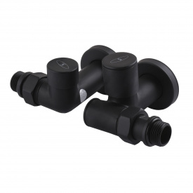 Набор Кран вентильный угловой с американкой SOLOMON LUX 1/2″ 7777 TEN (2шт.) BLACK