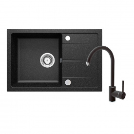 Набір для кухні Deante Leda, гранітна мийка ZRD_2113 + зміш. BEN_262M, графіт-хром (ZRDA2113)
