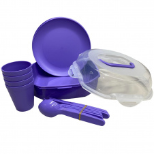 Набір для пікніка 4 персони 21 предмет Ucsan Plastik M-761 фіолетовий