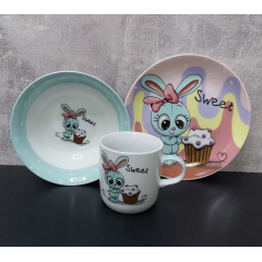 Дитячий набір столового посуду Limited Edition Sweet Bunny з 3 предметів (C523) Київ