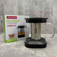 Заварник стеклянный со съемным металлическим ситечком 1000 мл Kamile KM-0777M Дрогобыч