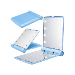 Карманное зеркало складное с LED подсветкой голубое A-PLUS 822 Орехов