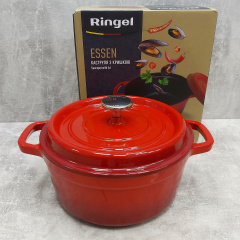 Каструля чавунна з емальованим покриттям 20 см 2 л з чавунною кришкою Ringel Essen RG-2300-20 Київ