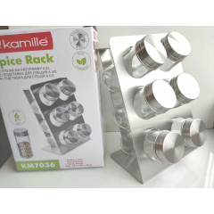 Набор для соли и специй Kamille 7036 на прямоугольной подставке 6 предметов Херсон