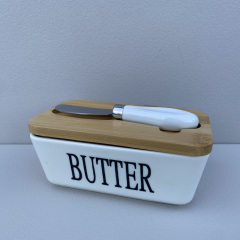 Маслянка фарфорова з ножем 15х8,6х6,4 см Butter Interos PJ03629 Одеса