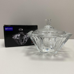 Конфетница стеклянная с крышкой "Конфитюр" 17,8х17,8х9,3 см OLens O102-292 Житомир