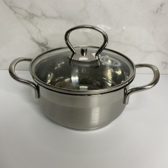 Кастрюля из нержавеющей стали с стеклянной крышкой 14 см 0.9 л Maestro MR-3508-14 Гуляйполе