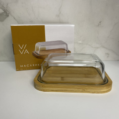 Масляна скляна на бамбуковій підставці 18,5*14*7 см Viva Bamboo LB-640 Кропивницький