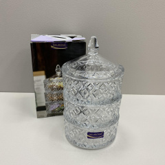 Конфетница с крышкой стеклянная 13х23 см OLens O102-287 Тернополь