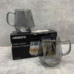 Набір чашок із боросилікатного скла 300 мл Ardesto Grapfite 2шт AR2630GR Київ