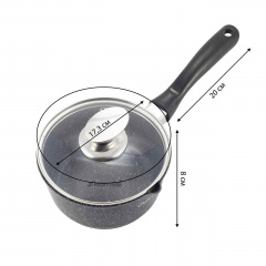Ківш з кришкою та мармуровим покриттям з литого алюмінію 16 х 8 см Kamille KM-4436 Запоріжжя