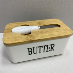Маслянка керамічна з ножем "Butter A-PLUS 0480-2 білий Київ