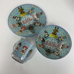 Набір дитячого скляного посуду 3 предмети Украина ТД Лол синій 4848-1 Доманівка