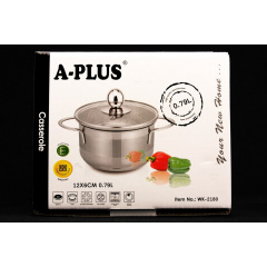 Каструля зі скляною кришкою A-Plus 12 см 0,79л WK-2180 Веселе