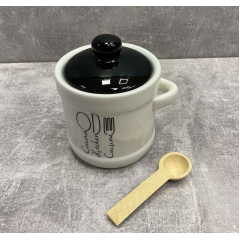 Банка для меда керамическая 450 мл с деревянной ложкой S&T Bon Appetit 700-04-17 Петрово