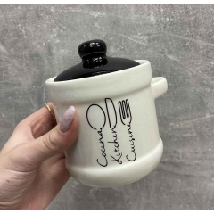 Банка для меда керамическая 450 мл с деревянной ложкой S&T Bon Appetit 700-04-17 Петрово