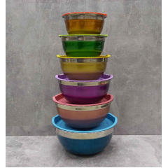 Набор мисок 6 шт A-PLUS KM-9032 из нержавеющей стали с пластиковыми крышками Одесса