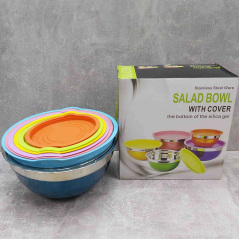 Набор мисок 6 шт A-PLUS KM-9032 из нержавеющей стали с пластиковыми крышками Одесса