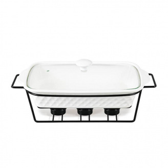 Мармит керамический прямоугольный с черной подставкой 30 см Maestro MR-11259-73