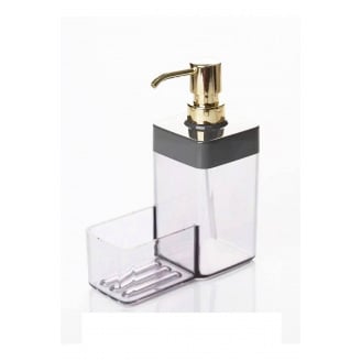 Дозатор для рідкого мила з контейнером для прозорий губки з сірим Baroness Silver Combo золотий 20014